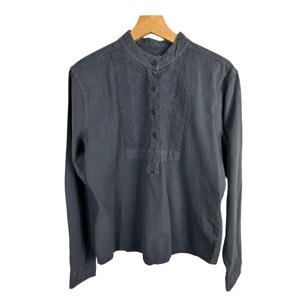Scully Womens size Small Blue Embroidered Western Paisley Bib Popover Mollie Top